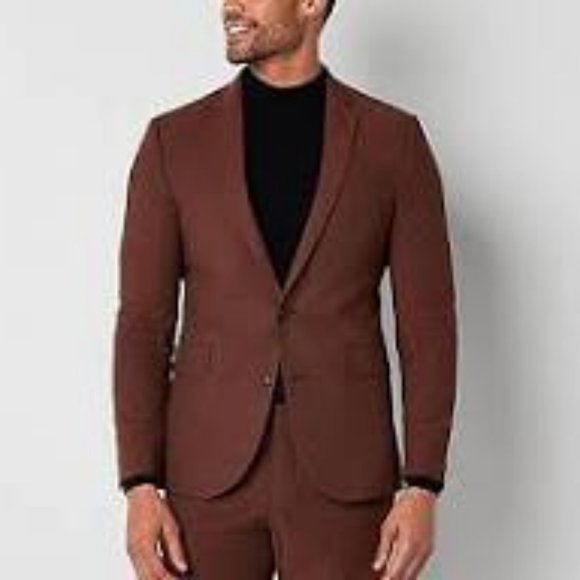 NEW JF J. FERRAR STRETCH SLIM FIT SUIT COOLMAX JACKET MEDIUM RED BIRDSEYE SMALL - Picture 4 of 10